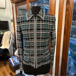 Plaid Women's Jacket - Black and Green